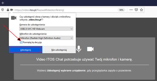Pozwolenie na kamerkę i mikrofon