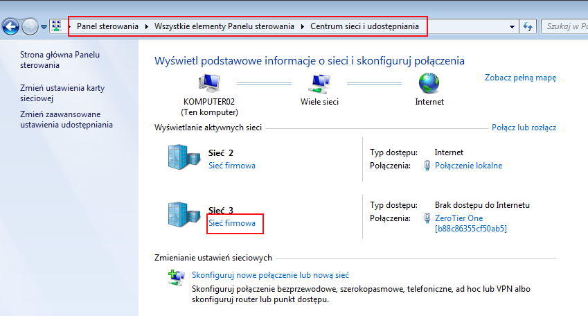 Konfiguracja sieci firmowej w Windows 7